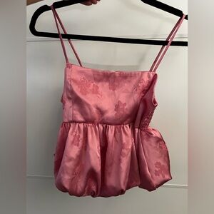 Altar'd State Rose Pink Satin Ruched Camisole